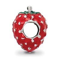 Sterling Silver Reflections Kids Enameled Strawberry Bead view 2