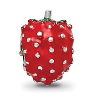 Sterling Silver Reflections Kids Enameled Strawberry Bead view 4