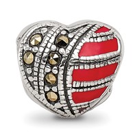 Sterling Silver Reflections Marcasite & Enameled Heart Bead view 3