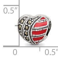 Sterling Silver Reflections Marcasite & Enameled Heart Bead view 4