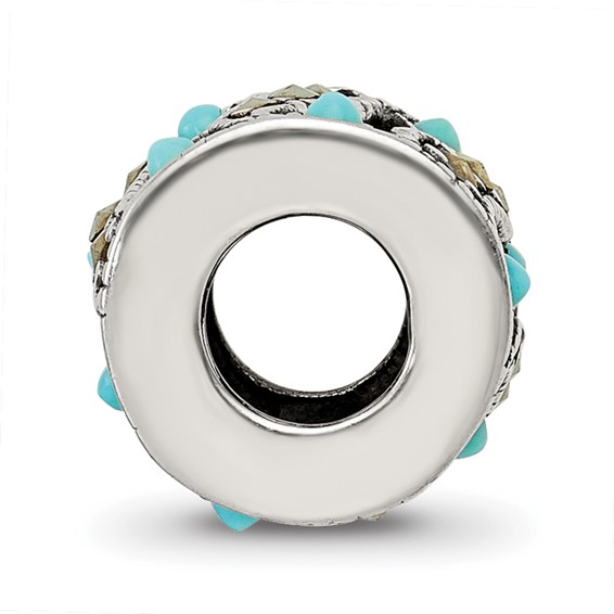 Sterling Silver Reflections Marcasite & Turquoise Bead