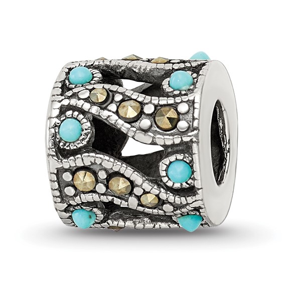 Sterling Silver Reflections Marcasite & Turquoise Bead