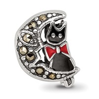 Sterling Silver Reflections Marcasite & Enameled Cat & Moon Bead view 5