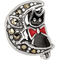 Sterling Silver Reflections Marcasite & Enameled Cat & Moon Bead view 3