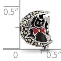 Sterling Silver Reflections Marcasite & Enameled Cat & Moon Bead view 4
