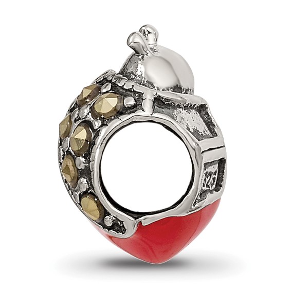 Sterling Silver Reflections Enameled & Marcasite Ladybug Bead