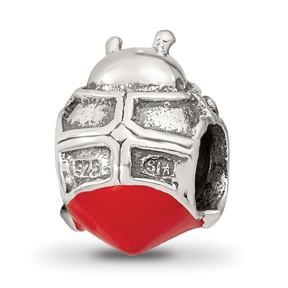 Sterling Silver Reflections Enameled & Marcasite Ladybug Bead