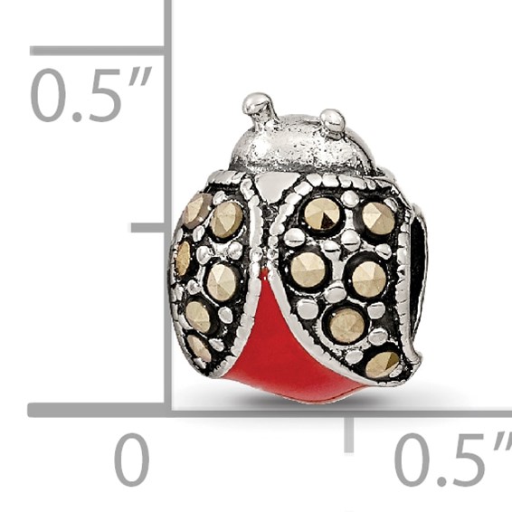 Sterling Silver Reflections Enameled & Marcasite Ladybug Bead
