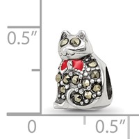 Sterling Silver Reflections Marcasite & Enameled Cat Bead view 4