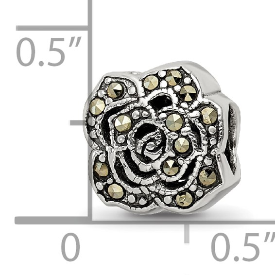 Sterling Silver Reflections Marcasite Flower Bead
