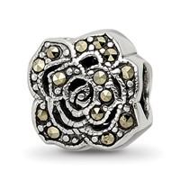 Sterling Silver Reflections Marcasite Flower Bead view 1