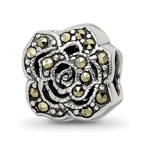 Sterling Silver Reflections Marcasite Flower Bead