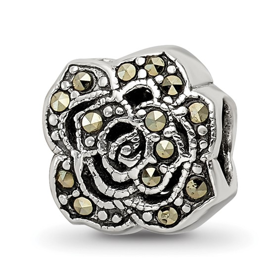 Sterling Silver Reflections Marcasite Flower Bead