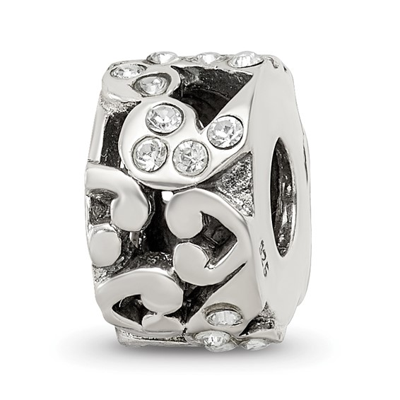 Sterling Silver Reflections Preciosa Crystal and Hearts Bead