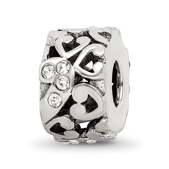 Sterling Silver Reflections Preciosa Crystal and Hearts Bead