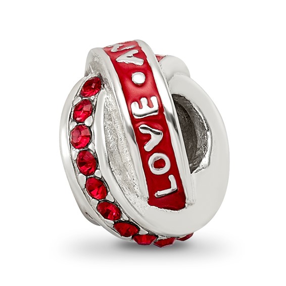 Sterling Silver Reflections Love/Amour Red Preciosa Crystal Bead
