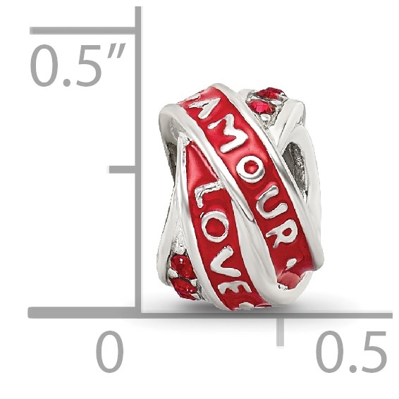 Sterling Silver Reflections Love/Amour Red Preciosa Crystal Bead