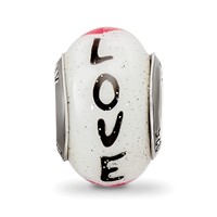Sterling Silver Reflections Love with Hearts Italian Glass Bead view 3