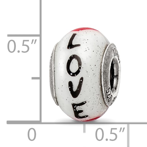 Sterling Silver Reflections Love w/Hearts Italian Glass Bead