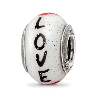 Sterling Silver Reflections Love w/Hearts Italian Glass Bead