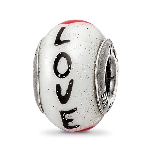 Sterling Silver Reflections Love with Hearts Italian Glass Bead