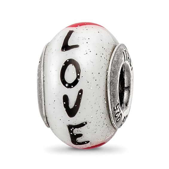 Sterling Silver Reflections Love w/Hearts Italian Glass Bead