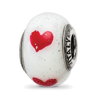 Sterling Silver Reflections Hearts Italian Glass Bead