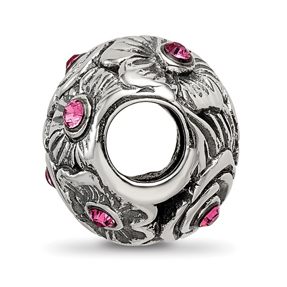 Sterling Silver Reflections Pink Preciosa Crystal Flower Bead