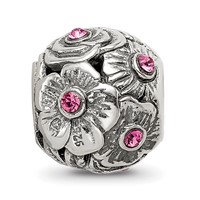 Sterling Silver Reflections Pink Preciosa Crystal Flower Bead view 4