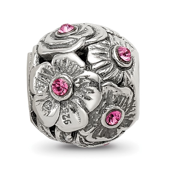 Sterling Silver Reflections Pink Preciosa Crystal Flower Bead