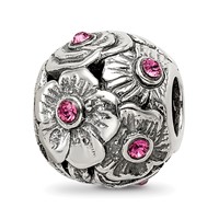 Sterling Silver Reflections Pink Preciosa Crystal Flower Bead view 1