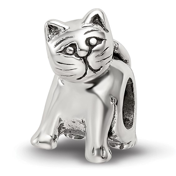 Sterling Silver Antique Reflections Cat Bead