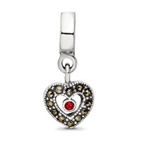 Sterling Silver Reflections Marcasite Heart Dangle Bead view 4