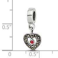 Sterling Silver Reflections Marcasite Heart Dangle Bead view 3