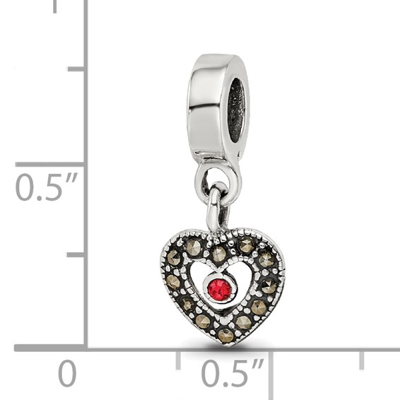 Sterling Silver Reflections Marcasite Heart Dangle Bead