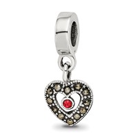 Sterling Silver Reflections Marcasite Heart Dangle Bead view 1