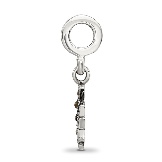 Sterling Silver Reflections Marcasite Cat & Moon Dangle Bead