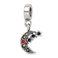 Sterling Silver Reflections Marcasite Moon & Stars Dangle Bead view 1