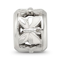 Sterling Silver Reflections White Enameled Butterfly Bead view 4