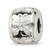 Sterling Silver Reflections White Enameled Butterfly Bead view 5