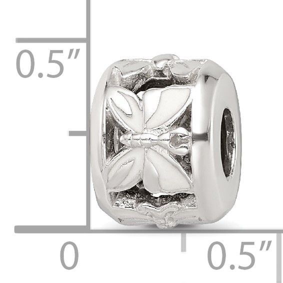 Sterling Silver Reflections White Enameled Butterfly Bead