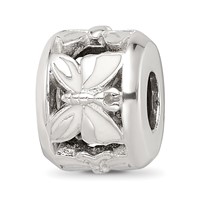 Sterling Silver Reflections White Enameled Butterfly Bead view 1