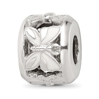 Sterling Silver Reflections White Enameled Butterfly Bead