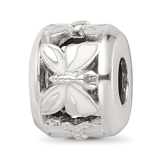 Sterling Silver Reflections White Enameled Butterfly Bead