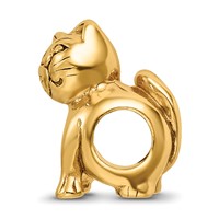 Sterling Silver Gold-plated Reflections Cat Bead view 2