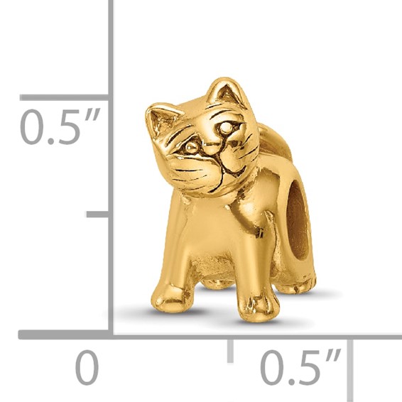 Sterling Silver Gold-plated Reflections Cat Bead