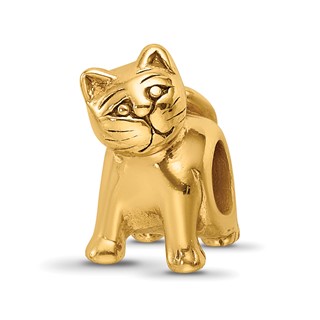Sterling Silver Gold-plated Reflections Cat Bead