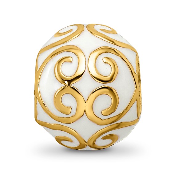 Sterling Silver Reflections Gold-plated & Enameled Bali Bead