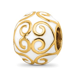 Sterling Silver Reflections Gold-plated & Enameled Bali Bead