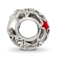 Sterling Silver Reflections Crystal and Enameled Stars Bead view 2
